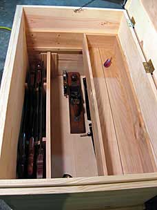 Bottom tool chest tray and runners in place