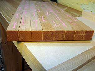 Eight legs with end grain planed