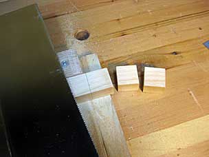 Sawing standoff blocks for backsaw till