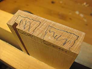 Drawer front with dovetails transferred