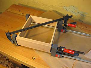 Nightstand drawer glued and clamped