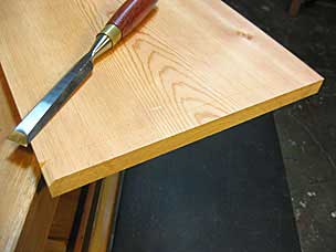 Chamfering end before using skew rabbet plane