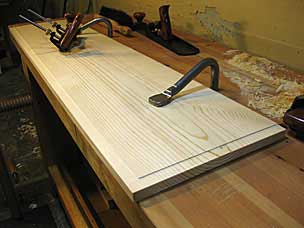 Shallow rabbet on six board chest lid