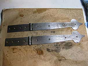 Strap hinges after some sanding