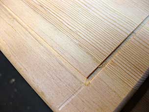 Boarded chest lid with decorative groove