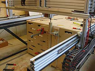 Leg set up on Frank's CNC machine to make tenon