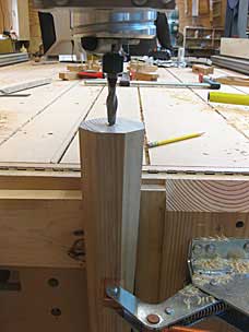 Leg set up on Frank's CNC machine to make tenon