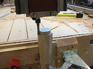 Frank's CNC machine milling tenon on leg