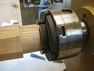 Leg set up in Frank's lathe