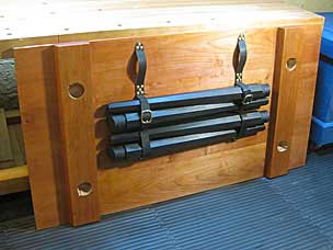 Completed portable staked desk in transport mode