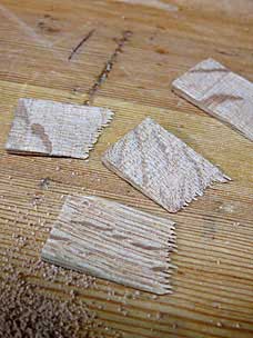 Red oak wedges for staked stool